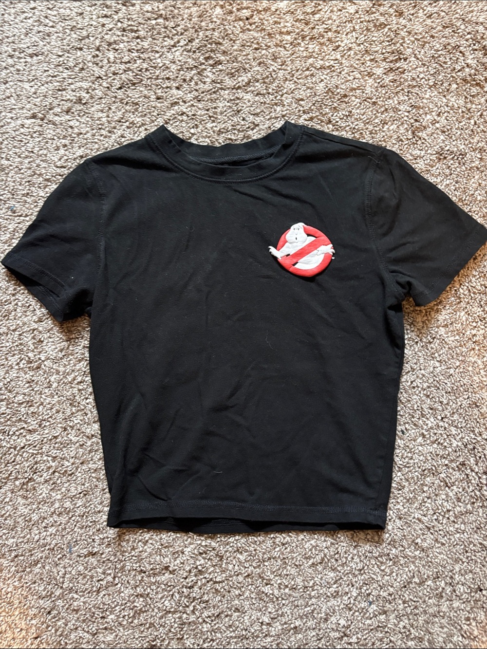 Black Crop Top with Ghostbusters Logo